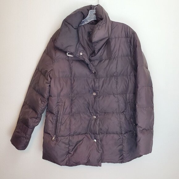 Bogner chocolate brown down filled quilted puffer coat - Picture 1 of 14